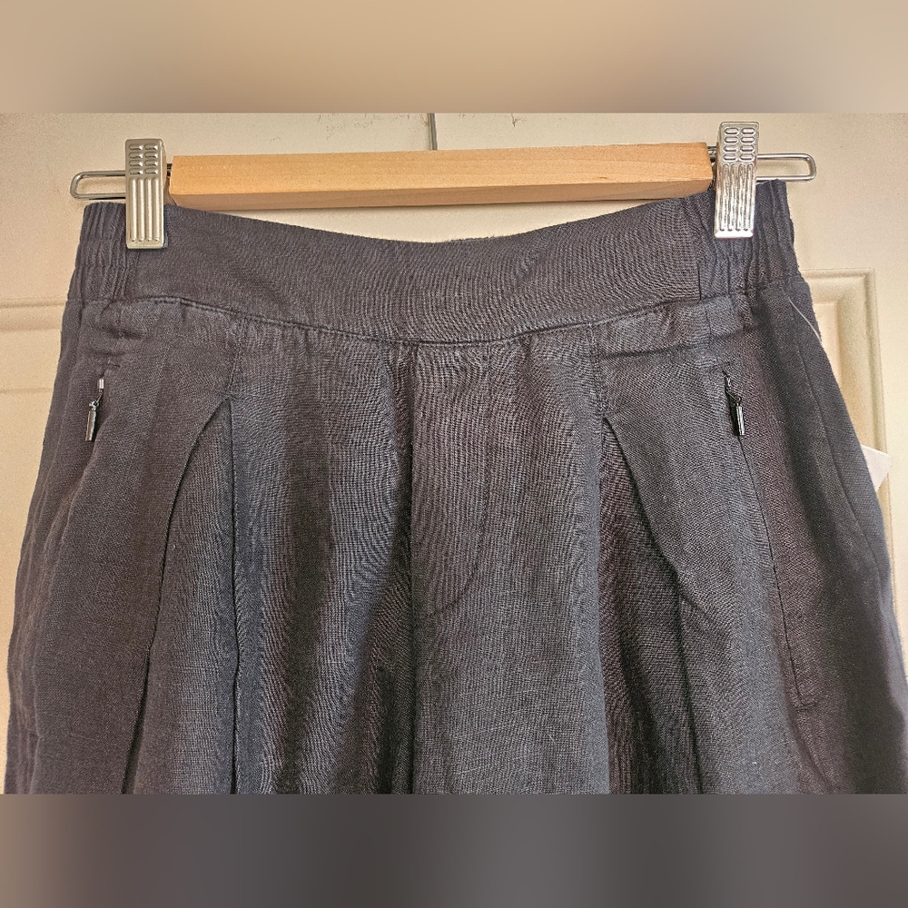 NWT Athleta Playa Linen Wide Crop 3/4 Black Women's Size O Petite - Picture 4 of 7